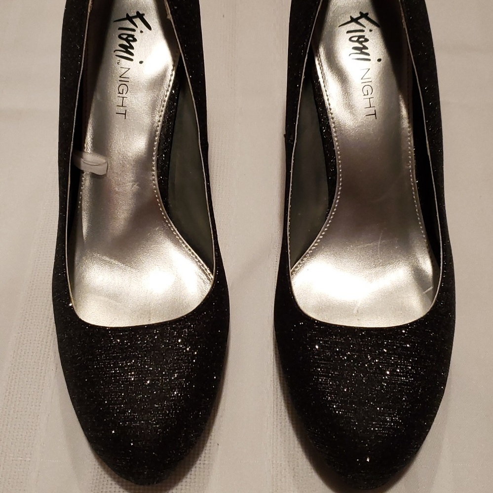 Black with silver glitter heel